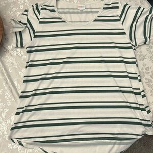 LuLaRoe Classic Tee green and white striped